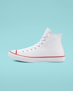 Converse Seasonal Color Leather Chuck Taylor All Star Női Magasszárú Fehér/Piros | VZITDQS-HU